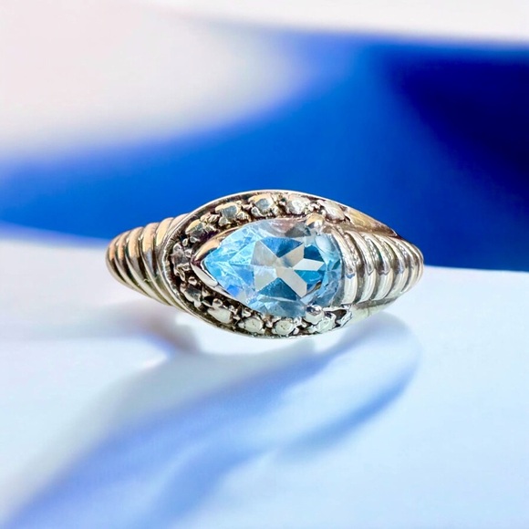 Blue Topaz Sterling Silver Ring (7) - Picture 1 of 14